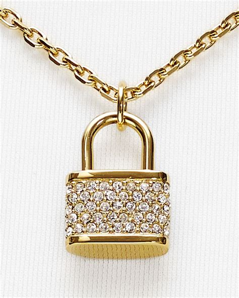 michael kors gold big chain with lock necklace|Michael Kors lock necklace gold.